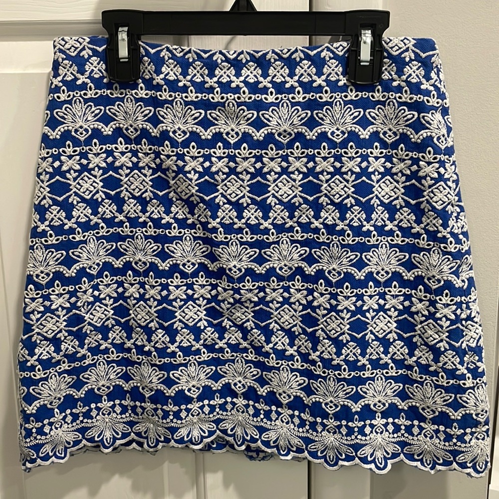 Loft embroidered blue skirt